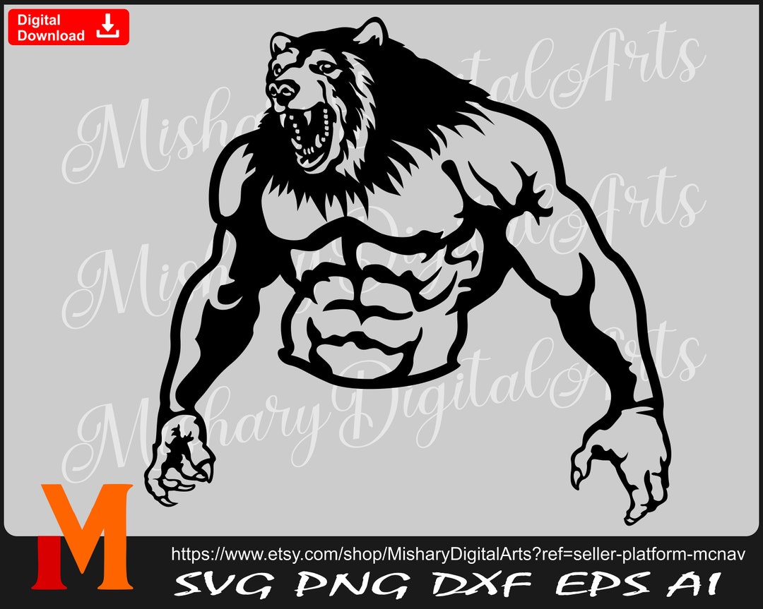 Half Human Half Bear Svg Angry Bear Svg Beast Svg Etsy