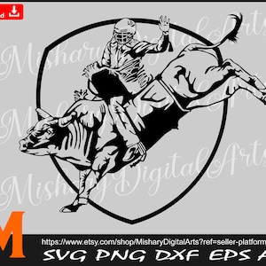 Bull Rider Logo, Cowboy, Riding svg - PNG, DXF, Cricut, CNC, Vinyl Cutter, Decal Sticker, T-Shirt File.