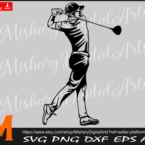 Golf Player svg, Golfing svg, Golf Silhouette, Cameo, Cricut, CNC, Laser, Vinyl Cutter, Decal Sticker, T-Shirt File.
