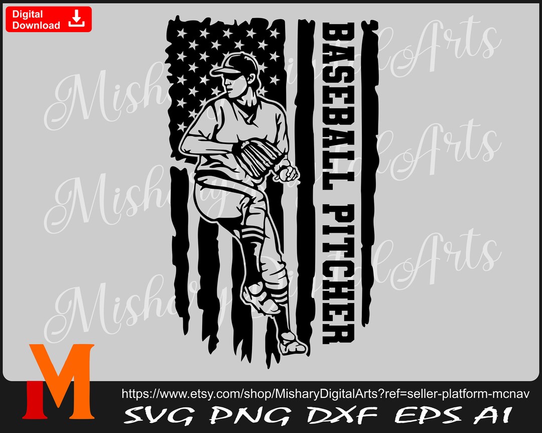 Baseball Pitcher Svg, Pitcher Player Svg, Baseball Svg, Patriotic US ...