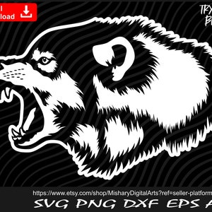 Angry Wild Wolf svg, Wolf Face svg, Wolf Head svg, Wild Animal svg, Clipart, Silhouette - Cut and Printable Files Digital Download