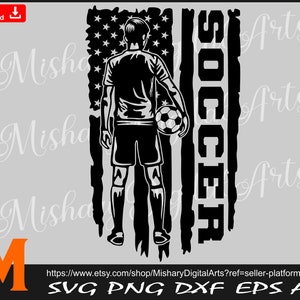 Soccer Guy svg, Soccer Player svg, Patriotic American Flag, Soccer Kid svg, CNC, Laser, Vinyl Cutter, Cricut, Decal, Sticker, T-Shirt File
