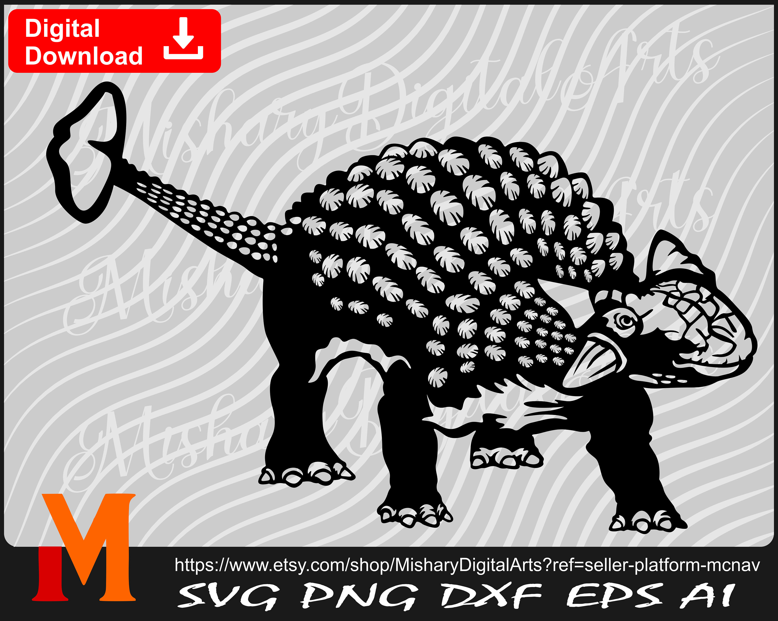 Ankylosaurus Svg, Armored Sinosaur Svg, Prehistoric Animals