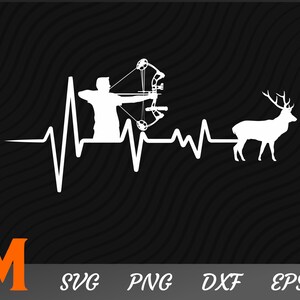 Heartbeat Deer Hunting SVG, bow hunting svg, Deer Hunting SVG, Deer hunter svg - svg cut file, png, dxf, vector, silhouette