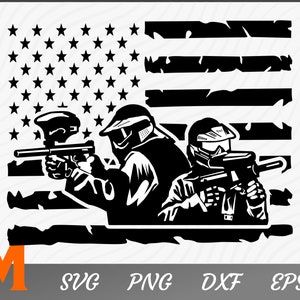 Cool Couple Patriotic Flag Paintball Svg - Paintball Clipart, Cut file Svg, Shooting Svg, Firing SVG, Paintball Vector for Paintball Players