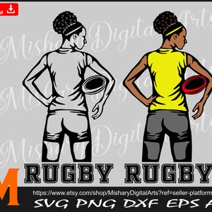 Afro Girl Rugby Player, African-American Player svg, Rugby svg, American Football SVG, PNG, Vinyl Cutter, Silhouette, Cricut, T-Shirt File