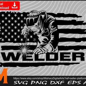 American Welder svg, Patriotic US Flag svg, welder svg, welding svg - Digital Downloads