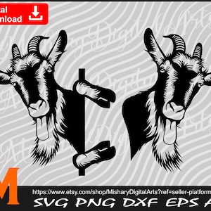 2 Funny Peeking Goat svg, Farm Animal svg, Goat svg, Cute Goat svg - Cut and Printable Files Digital Download