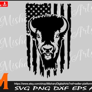 Patriotic Usa Flag svg, Bison svg, Buffalo svg, Bison Vector, Clipart, DXF, PNG for Cricut, CNC, Vinyl Cutter, Decal Sticker, T-Shirt File.