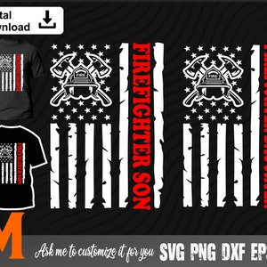2 Design Firefighter Son and Daughter svg, Firefighter svg, Fireman svg - SVG cut file, Vector, Png, Silhouette Digital Download