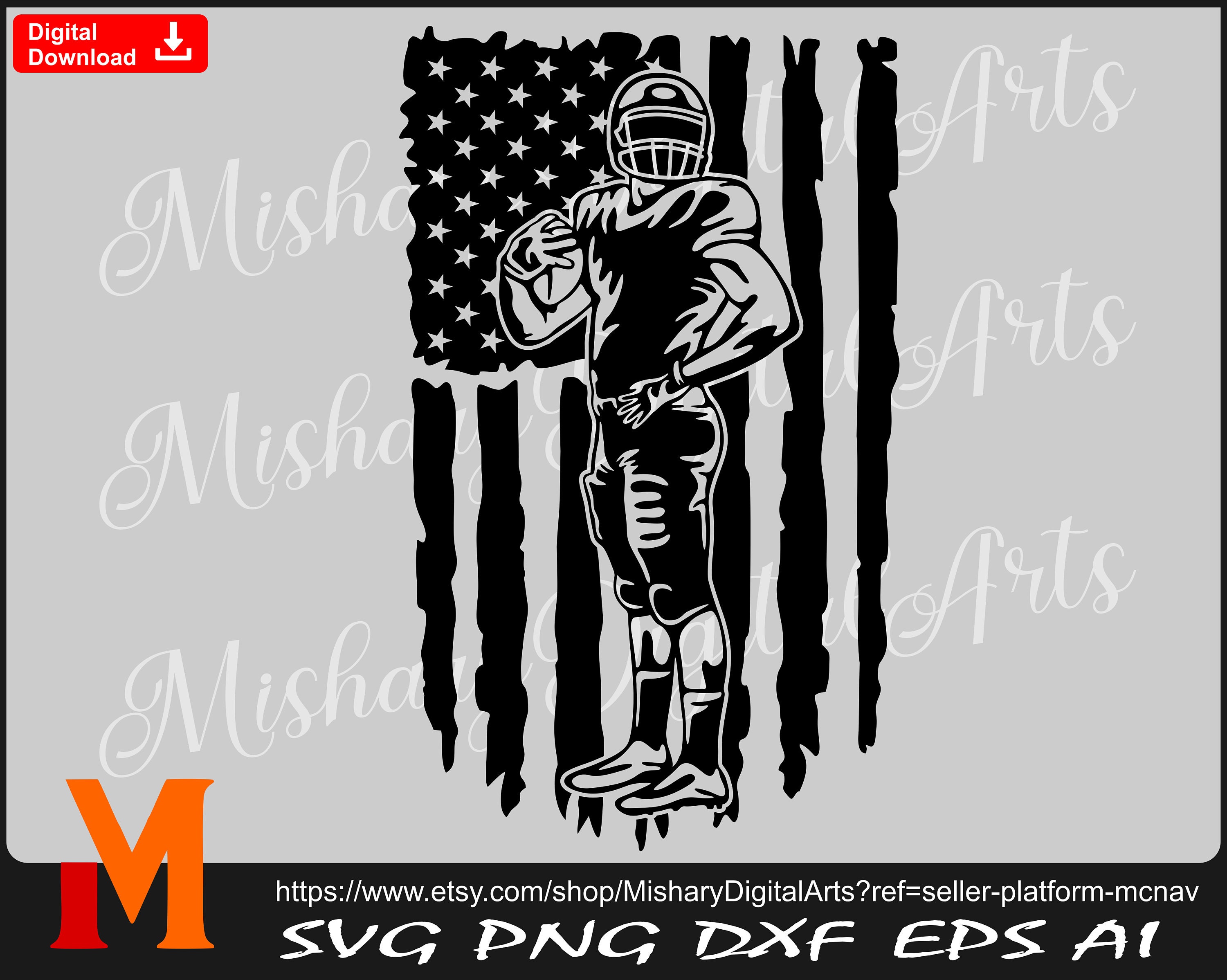 Patriotic US Flag Football Player Svg American Football Svg Etsy