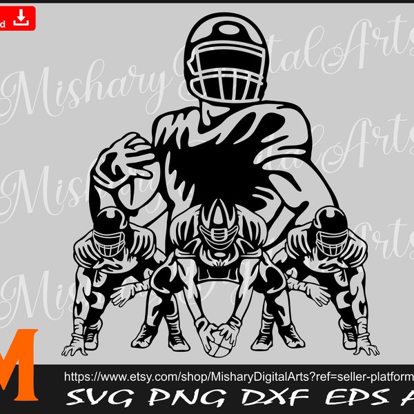 Football Team Silhouette, American Football Team svg, Football Player svg for Cricut, Vinyl Cutter, Decal Sticker, T-Shirt File.