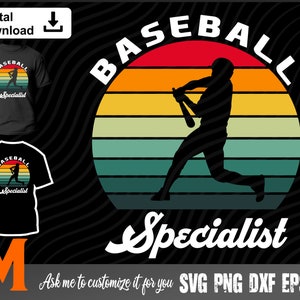Retro Baseball Specialist Baseball SVG - Baseball Cut File, Png, Vector, Sports SVG for Baseball Lovers