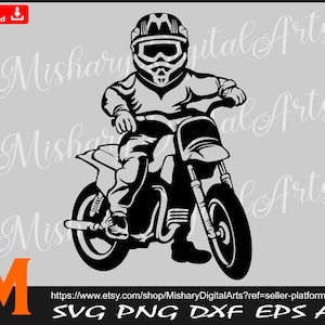 Dirt Bike Boy svg, Boy Rider svg, Off road svg, Dirt bike svg, Motocross Svg - SVG cut file, Vector, Png, dxf Silhouette