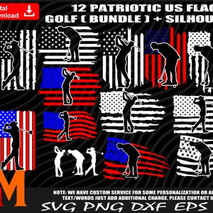 Patriotic US Flag Golf Bundle plus Silhouette, Golfer svg, Golf svg, Cameo, Cricut, CNC, Laser, Vinyl Cutter, Decal Sticker, T-Shirt File.