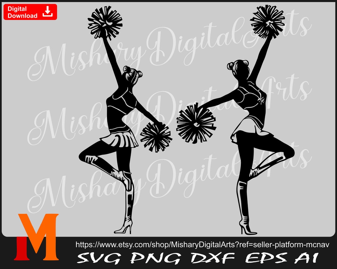 Cheerleader Silhouette Cheerleader Svg Vector Print and - Etsy