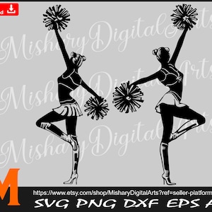 チアリーダーのシルエット、チアリーダー svg - ベクター、印刷およびカット ファイル デジタル ダウンロード