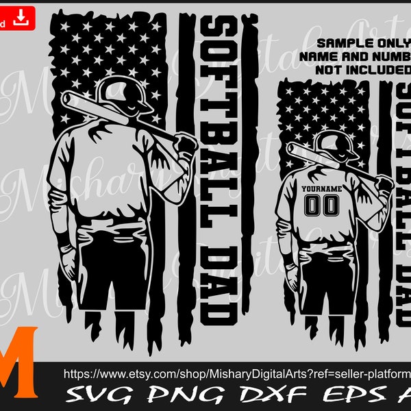 Softball Dad, Patriotic USA Flag svg, Softball SVG - Softball Cut and Printable Digital Downloads