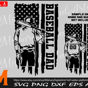Baseball Dad svg, Patriotic American Flag svg, Baseball SVG, PNG, CNC, Laser, Vinyl Cutter, Silhouette, Cricut, Aufkleber, T-Shirt Datei