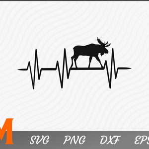 Heartbeat Moose Hunting SVG - Moose SVG, Moose Clipart, Deer Hunter Svg for Hunters
