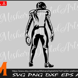 Football Girl Player svg, American Football Svg, Football Silhouette svg para Cricut, CNC, Laser, Vinyl Cutter, Decal Sticker, T-Shirt File.