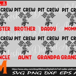 Family Pit Crew Bundle svg, Dirt Track svg, Off road svg, Dirt bike svg, Motocross Svg - Print and Cuttable Digital Downloads