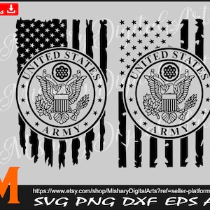 US Army svg, Tattered US Flag svg, Patriotic US Flag svg, Military svg - Cuttable and Printable Digital Download Files.
