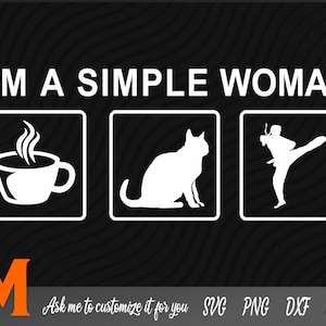 Ik ben een eenvoudige karate vrouw met kat, martial arts svg, karate meisje svg, karate svg - SVG cut file, png, vector, silhouet digitale download