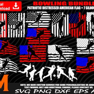 Bowling Bundle svg, Bowling Clipart, Patriotic US Flag svg, Bowling png - Bowling cut file Digital Downloads