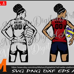Volleyball Afro Girl svg, Volleyball Woman svg, Volleyball SVG, PNG, CNC, Vinyl Cutter, Silhouette, Cricut, T-Shirt File