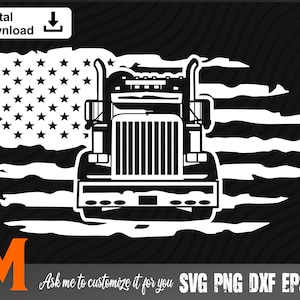 Cool American Trucker US Flag, Patriotic svg, American Flag svg, Trucker svg - SVG Cut File, Png, Vector, Silhouette Digital Download