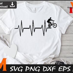 Heartbeat BMX svg, Heartbeat svg, Biker svg, Bmx svg - Fichier coupé, Vecteur, PNG, Silhouette Digital Download
