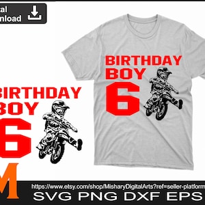 Cool Birthday Boy 7 Six Years Old, Motocross svg, Dirt bike svg, Biker svg - SVG cut file, Vector, Png, Dxf & Silhouette