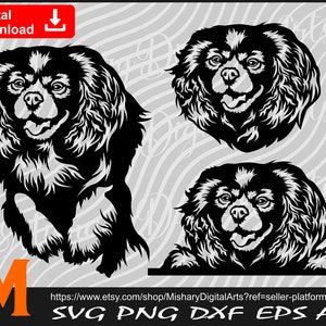 Cavalier King Charles Spaniel svg, Peeking Dog svg, Dog Head svg, Spaniel Silhouette - Cut and Printable Files Digital Download