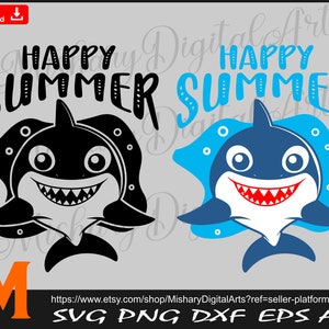 Happy Summer svg, Hai svg, Ocean svg - Sofortige digitale Downloads