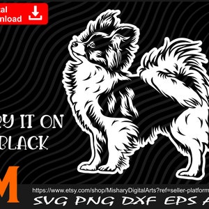 Black and White Print Cute Papillon svg, Sideview Dog svg, Papillon svg, dog clipart Papillon cut file cuttable cricut, cnc digital design