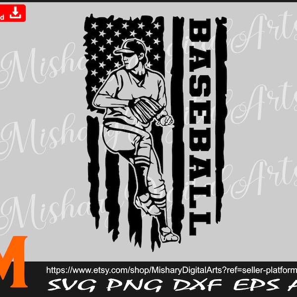 Baseball Pitcher svg, Pitcher Player svg, Baseball svg, Patriotic US Flag svg, Sports svg - Instant Digital Downloads