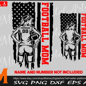 Patriottische US Football Mom svg, Football svg, American Football Svg voor Cricut, CNC, Laser, Vinyl Cutter, Decal Sticker, T-Shirt File.