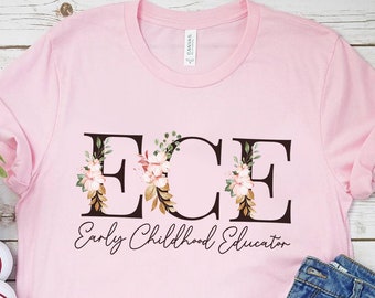 Camiseta para educadores de la primera infancia, camiseta floral para profesoras de educación infantil.