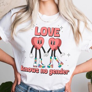 Love Knows No Gender Gay Pride Shirt, LGBTQ Shirt, Queer Girls Tees, LGBT Rights Tshirt, Retro Lesbian Pride Tee, Gay Rainbow Shirt
