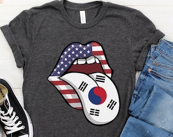 Korean Roots Shirt, Half American Half Korean Tshirt, American Grown Koreana Flag, Born In Korea T-Shirt,Korean Heritage Tshirt,4th July Tee