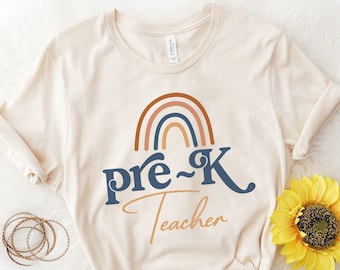 Pre-K Teacher Rainbow Graphic T-Shirt