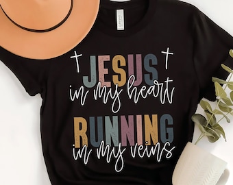 Christian Running Shirt, Marathon Tshirt, Gift For Runner, Jesus In My Heart, Team Running Tee, Trail Running, Womens Runner Tshirt, 5k