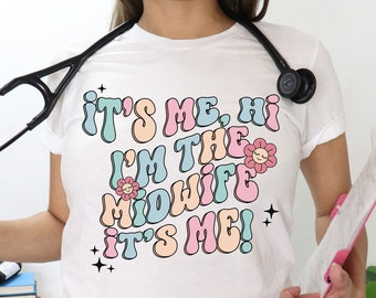 Ik ben de verloskundige shirt, grappige vroedvrouw T shirt, gecertificeerde verpleegkundige verloskundige, retro verloskundige Tee, arbeid en levering, verloskundige student gift, geboorte