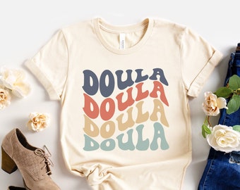Retro Doula T-Shirt, Cute Midwife Student Tee, Nurse Gift