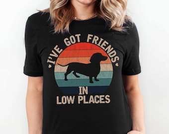Dachshund Shirt, Funny Gift for Dachshund Lover, Retro Vintage Dachshund, Dachshund Mom, Wiener Dog Shirt, I've Got Friends In Low Places