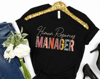 Leopard Print HR Manager T-Shirt, Human Resources Tee