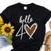 T-shirt D'anniversaire Pour Femme Pour 40e Anniversaire Avec Motif Cœur « Hello 40 », Gris-a, S