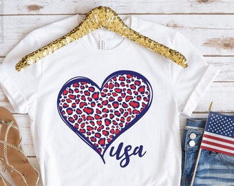 USA Flag Heart T-Shirt, Fourth of July Tee