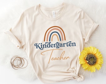 Camiseta de maestra de jardín de infantes, camiseta del equipo arcoíris